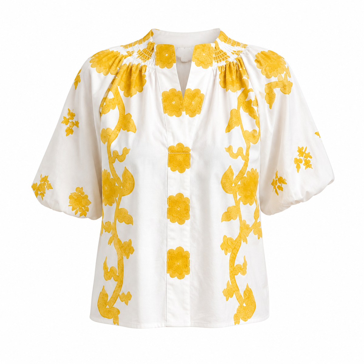 Amaya - Embroidered Mustard Top