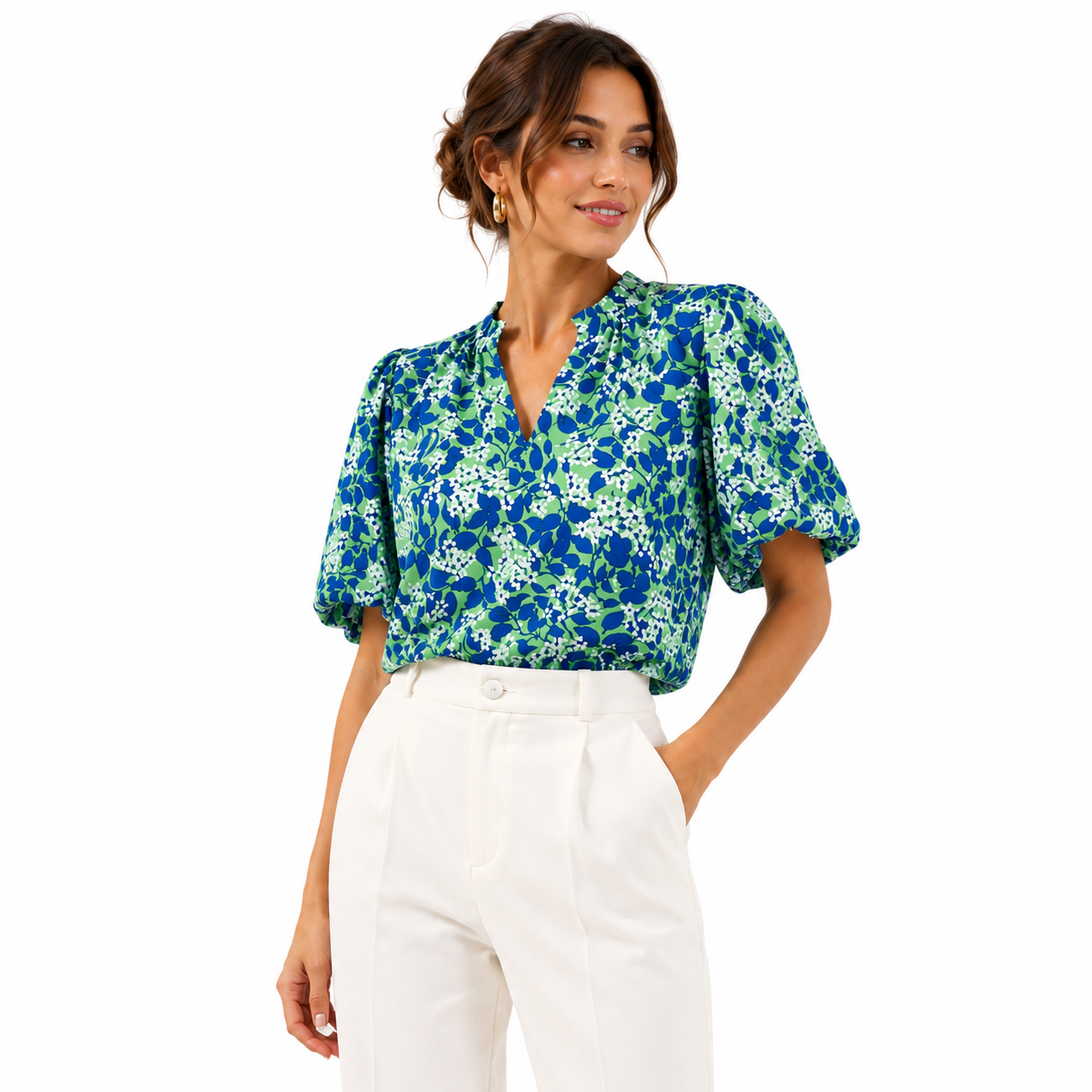 Ayla - Blusa Floral con tonos Azules