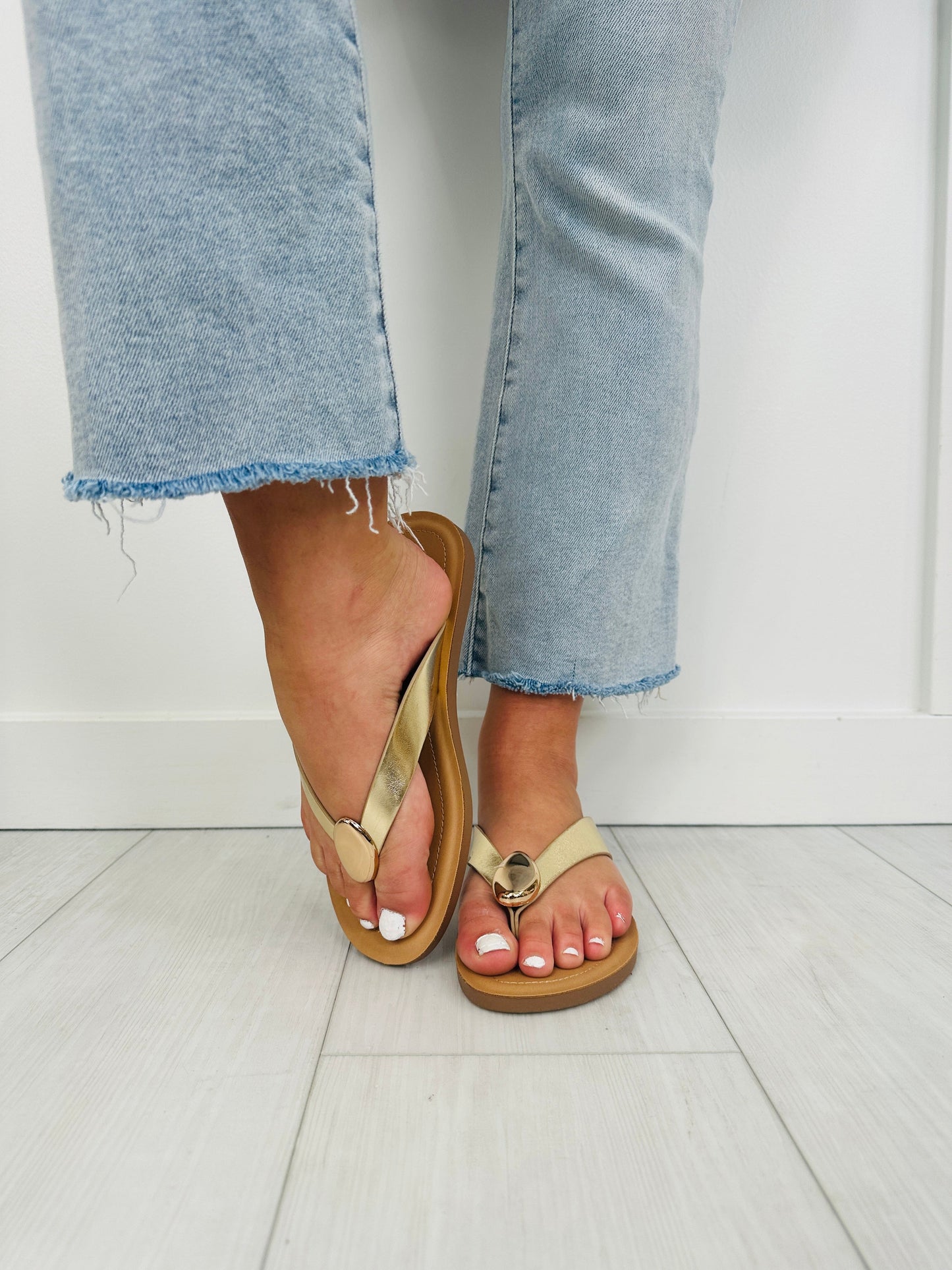 Chanclas Dedo Dorado Metalizado
