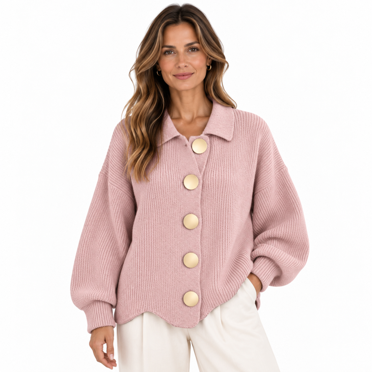 Amaia - Cárdigan Oversize con Botones Dorados