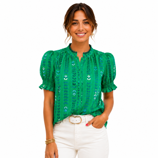 Cloe - Blusa Verde con Botones