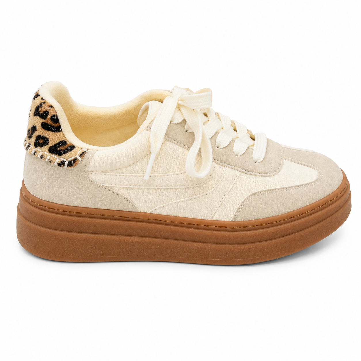 Zapatillas Deportivas Beige con Leopardo