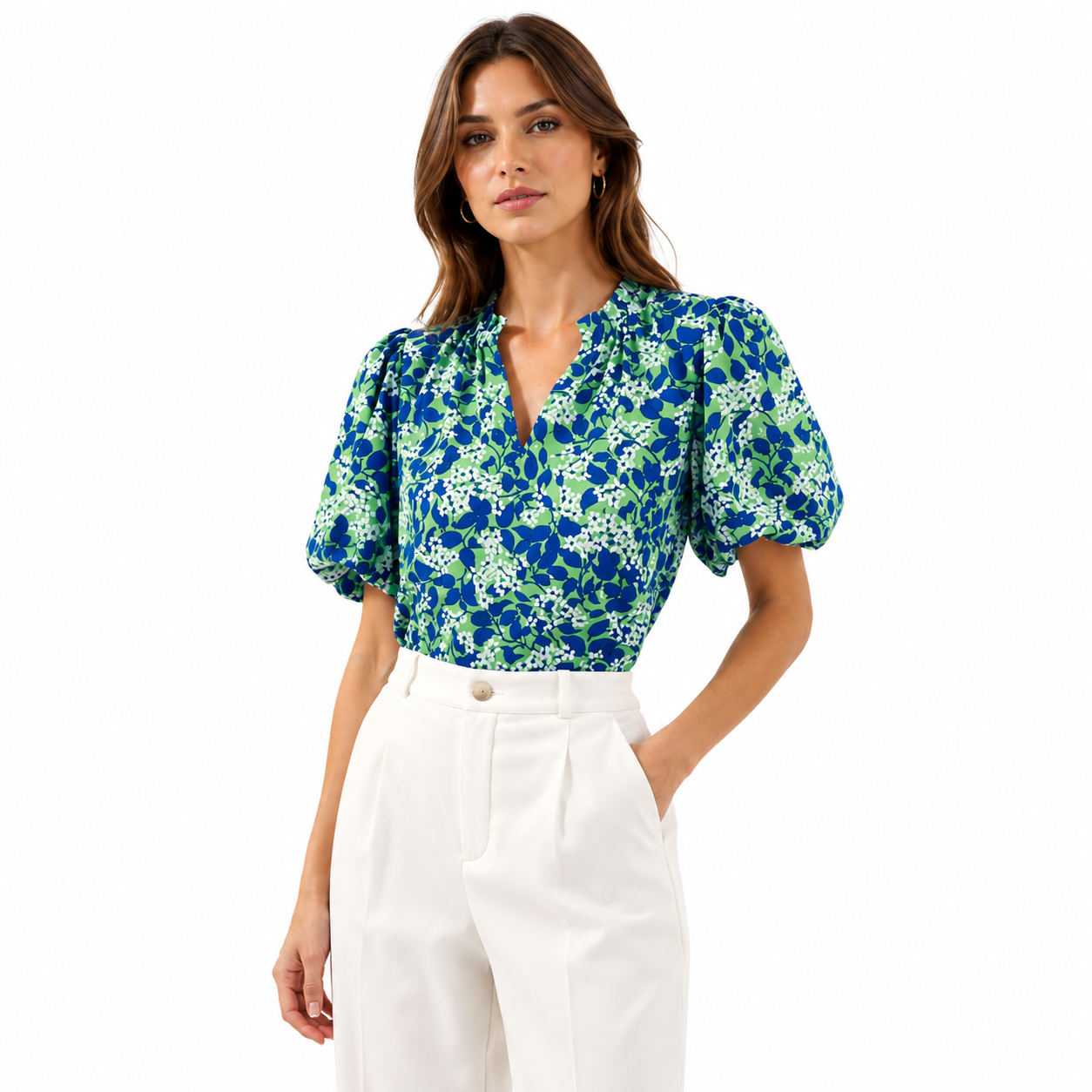 Ayla - Blusa Floral con tonos Azules