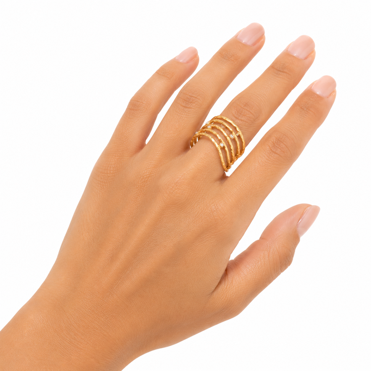 Thais - Anillo ancho con Brillo Dorado (Ajustable)