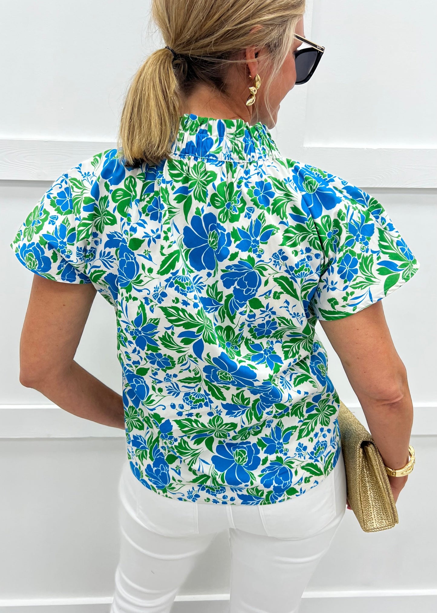 Blusa Floral Azul y Verde