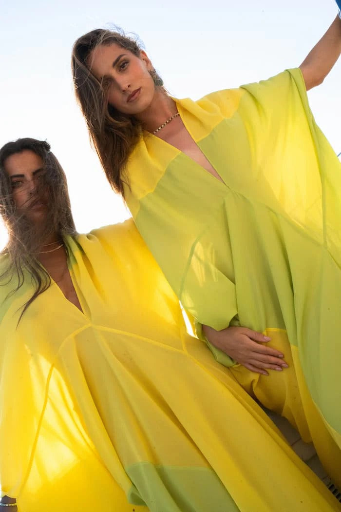 Paula- Vestido Lima y Amarillo